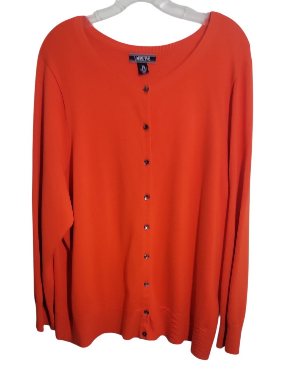 Lands' End women's plus size orange button front cardigan size 2X scoop neckline